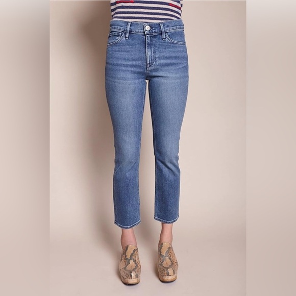 3x1 NYC Mid Rise Straight Leg Cropped Jeans Blue Wash Stretch - Size 25 - Picture 14 of 16